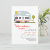  70s RV Motorhome Pink Baby shower Kaart (Staand voorkant)