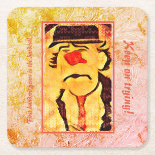 70s Sad Clown Drawing (D1) Editable Kartonnen Onderzetters