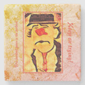 70s Sad Clown Drawing (D1) Editable Stenen Onderzetter (Voorkant)