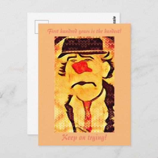  70s Sad Clown Tekening (D1) Editable Postca Briefkaart (Voorkant / Achterkant)