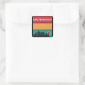  70s San Francisco California State Skyline Vierkante Sticker (Tas)