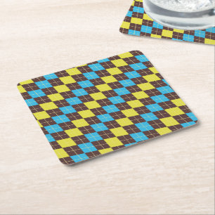 70s Schotse Tartan-Patroon Kartonnen Onderzetters