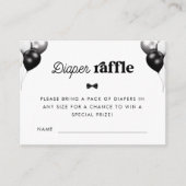 70s Script Zwart Wit Luier Raffle Baby shower Informatiekaartje (Voorkant)