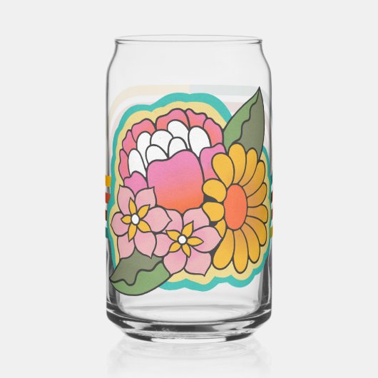 70s-sfeer bloemen blikvorm glas (Links)