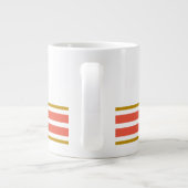 70s Sinaasappel Bottom Edge Racing Stripes op Wit Grote Koffiekop (Achterkant)