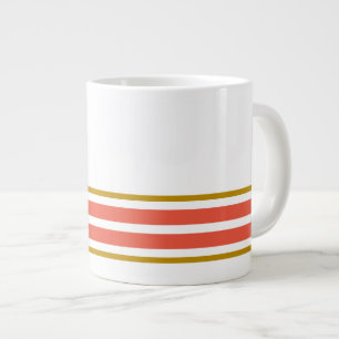 70s Sinaasappel Bottom Edge Racing Stripes op Wit Grote Koffiekop