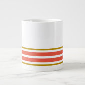 70s Sinaasappel Bottom Edge Racing Stripes op Wit Grote Koffiekop (Voorkant)