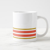 70s Sinaasappel Bottom Edge Racing Stripes op Wit Grote Koffiekop (Rechts)