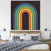 70s Sinaasappel Bruin Blauwgroen Patroon Custom Canvas Afdruk (Insitu (Slaapkamer))