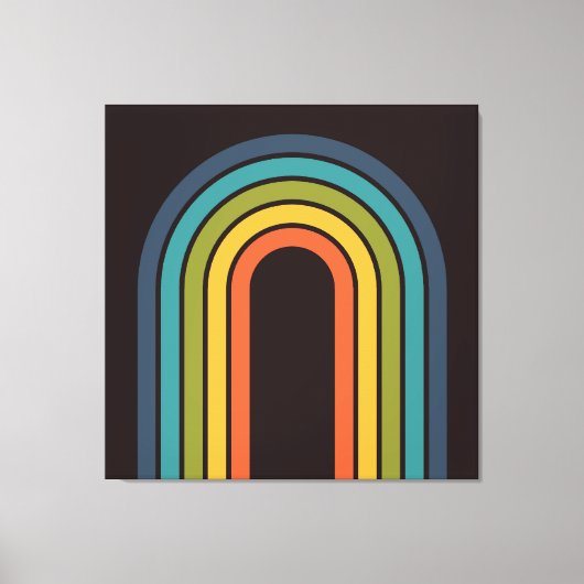 70s Sinaasappel Bruin Blauwgroen Patroon Custom Canvas Afdruk (Voorkant)