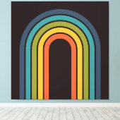 70s Sinaasappel Bruin Blauwgroen Patroon Custom Canvas Afdruk (Insitu (Houten vloer))