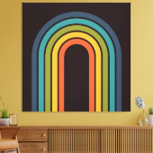 70s Sinaasappel Bruin Blauwgroen Patroon Custom Canvas Afdruk (Insitu (Woonkamer))