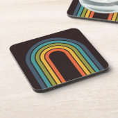 70s Sinaasappel Bruin Blauwgroen Patroon Custom Ke Bier Onderzetter (Linkerzijde)