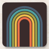 70s Sinaasappel Bruin Blauwgroen Patroon Custom Ke Bier Onderzetter (Voorkant)