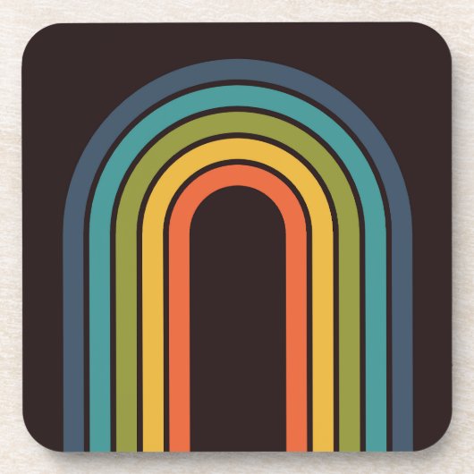 70s Sinaasappel Bruin Blauwgroen Patroon Custom Ke Bier Onderzetter (Voorkant)