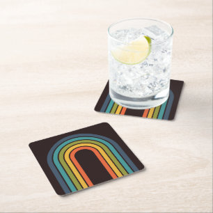 70s Sinaasappel Bruin Blauwgroen Patroon Custom Ke Kartonnen Onderzetters