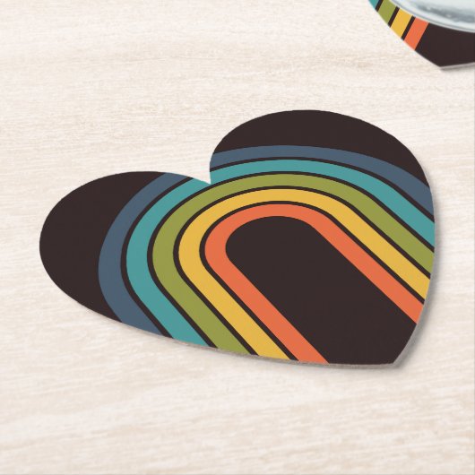 70s Sinaasappel Bruin Blauwgroen Patroon Custom Ke Kartonnen Onderzetters (Gekanteld)