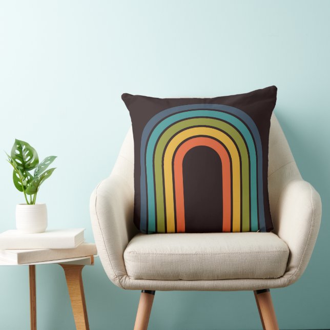 70s Sinaasappel Bruin Blauwgroen Patroon Custom Ke Kussen (Stoel)