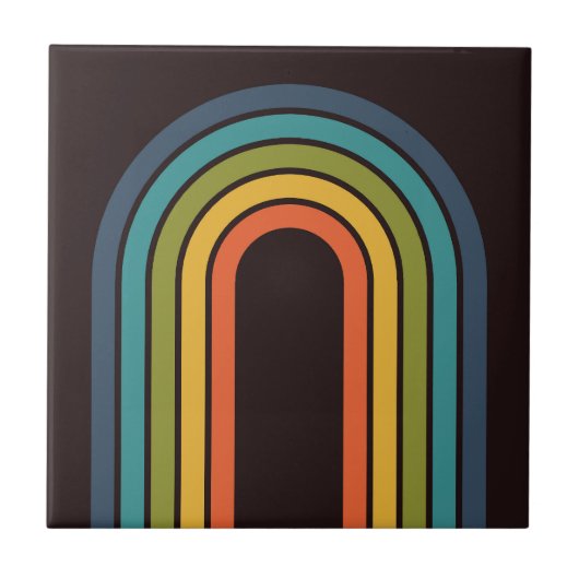 70s Sinaasappel Bruin Blauwgroen Patroon Custom Ke Tegeltje (Voorkant)