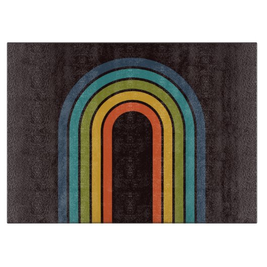 70s Sinaasappel Bruin Blauwgroen Patroon Custom Snijplank (Voorkant)