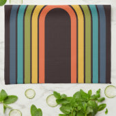 70s Sinaasappel Bruin Blauwgroen Patroon Custom Theedoek (Gevouwen)