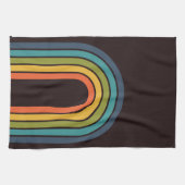 70s Sinaasappel Bruin Blauwgroen Patroon Custom Theedoek (Horizontaal)