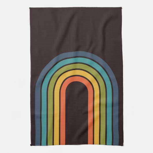 70s Sinaasappel Bruin Blauwgroen Patroon Custom Theedoek (Verticaal)