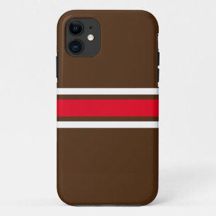 70s Sportieve witte rode racestrepen op vet bruin Case-Mate iPhone Case