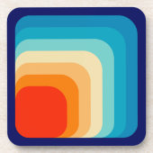 70s Square Rainbow Bier Onderzetter (Voorkant)