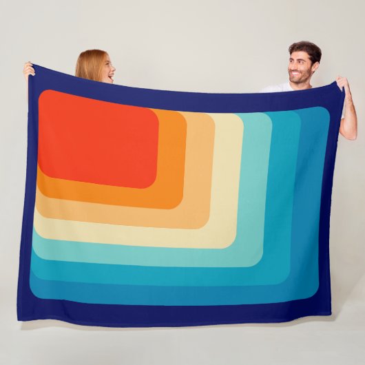 70s Square Rainbow Fleece Deken (In situ)