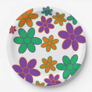 70s Stijl Bloemen op Papier Party Borden Papieren Bordje