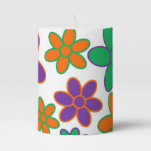 70s stijl bloemen pilaar kaars