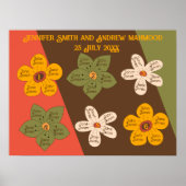 70's stijl bruiloft zitplattegrond Tabel Kaart Pos Poster (Voorkant)