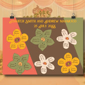 70's stijl bruiloft zitplattegrond Tabel Kaart Pos Poster