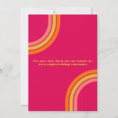 70s stijl fel roze retro bruiloft kaart (Achterkant)