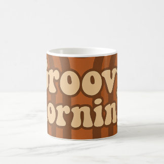70s stijl met oranje en bruin geometrisch ontwerp koffiemok