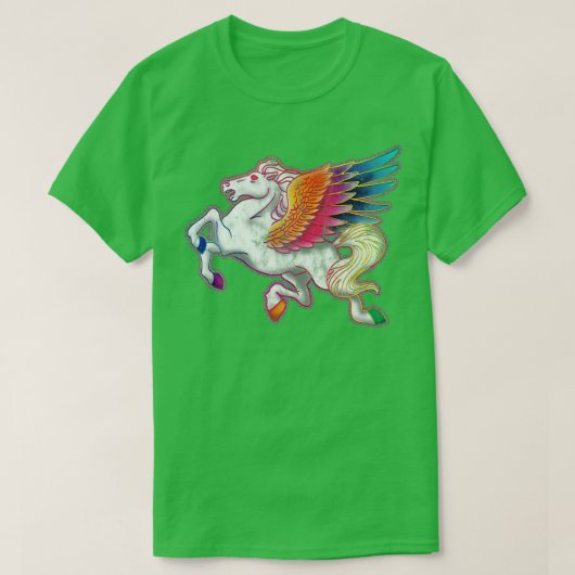 70s Stijl Regenboog Pegasus T-shirt (Design voorkant)