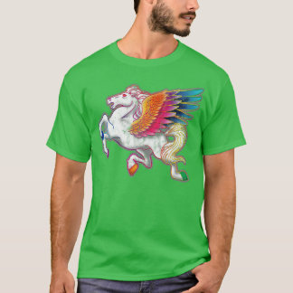 70s Stijl Regenboog Pegasus T-shirt