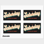 70s Stijl Zaterdag State of Mind Retro Logo Rechthoekige Sticker (Vel)
