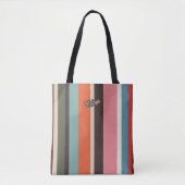 70s Strepen Naadloos Roze en Turquoise Tote Bag (Voorkant)
