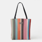 70s Strepen Naadloos Roze en Turquoise Tote Bag (Achterkant)