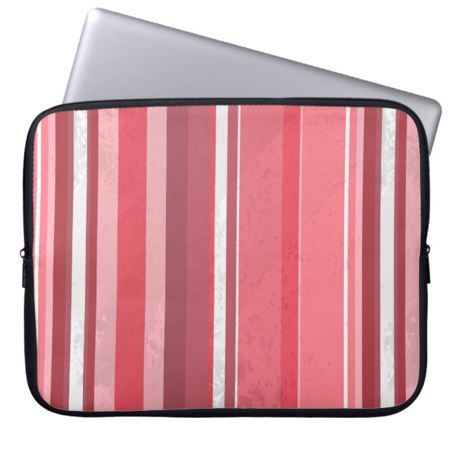 70s Strepen Roze Laptop Sleeve (Voorkant)
