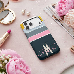70s Striped script initialen monogrammed
