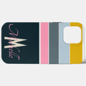 70s  Striped script initialen monogrammed Case-Mate iPhone Case (Achterkant (horizontaal))