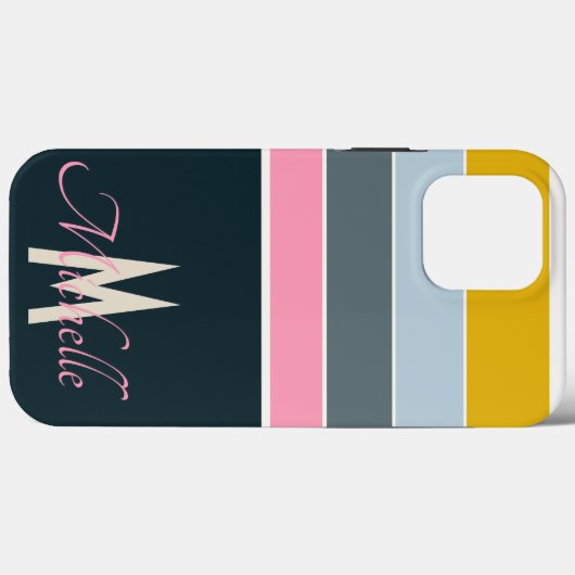 70s  Striped script initialen monogrammed Case-Mate iPhone Case (Achterkant (horizontaal))