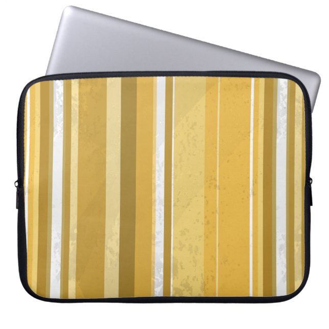 70s Stripes Yellow Laptop Sleeve (Voorkant)