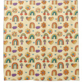 70s Style Curtain Groovy Pastel Rainbow Design Douchegordijn (Voorkant)