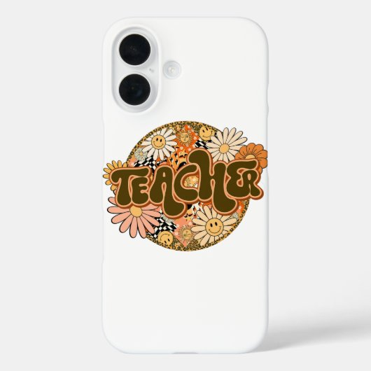 70s Style Floral "Teacher" Appreciation Case-Mate iPhone Case (Achterkant)