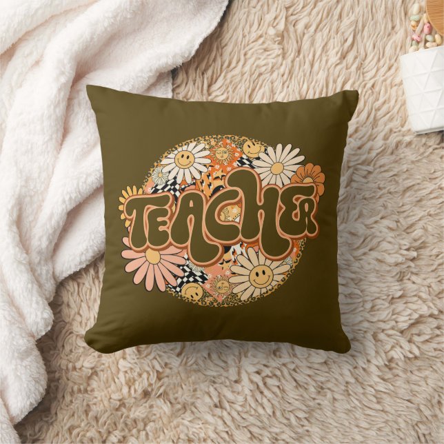 70s Style Floral "Teacher" Appreciation Kussen (Deken)