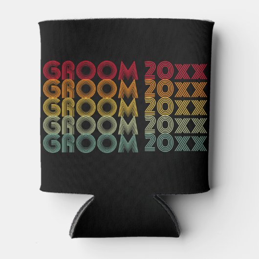 70s Style gelaagde tekst bruidegom met jaar Blikjeskoeler (Voorkant)